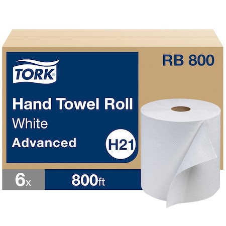 TORK Hardwound Paper Towel Roll, 1 Ply, Continuous Roll Sheets, 800 ft, White, 6 PK