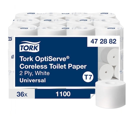 TORK Coreless, 2 Ply, 1,100 Sheets, White, 36 PK