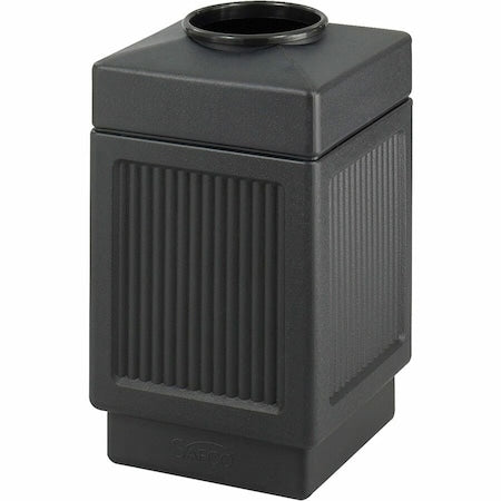 SAFCO Canmeleon 38 gal Square Outdoor Can, Black, None, Plastic, 18 1/4 in