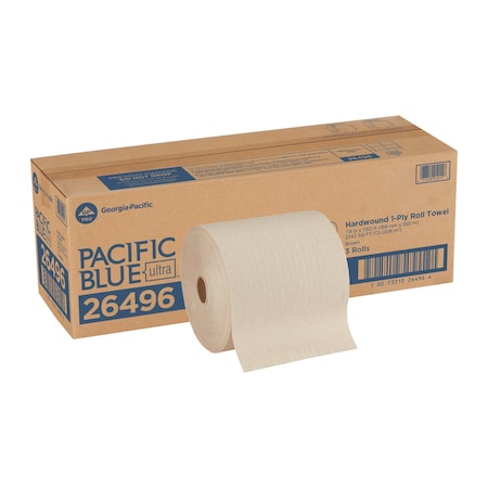 GEORGIA-PACIFIC Pacific Blue Ultra Hardwound Paper Towels, 1 Ply, Continuous Roll Sheets, 1150 ft, Brown, 3 PK