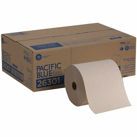 GEORGIA-PACIFIC Pacific Blue Basic Hardwound Paper Towels, Continuous Roll, 7 7/8 in W, 800 ft, Brown, PK6