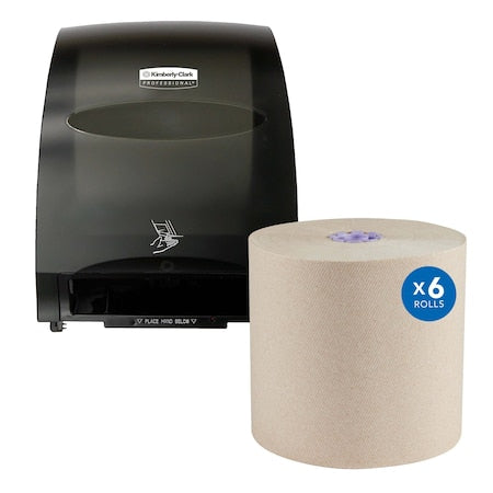 KIMBERLY-CLARK Automatic Hard Roll Paper Towel Dispenser With Paper Towel Roll Refill 6 PK