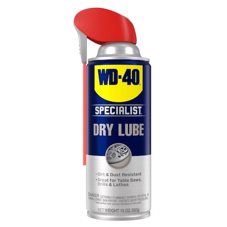 WD-40 General Purpose Dry Lubricant, 10 oz, Aerosol Spray Can, Mineral Oil Base, 500 Degrees F Max Op Temp, H2, Colorless