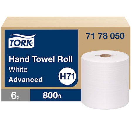 TORK Hardwound Paper Towel Roll, 1 Ply, Continuous Sheets, 800 ft, White, 6 PK