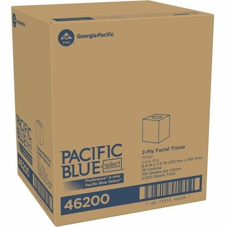 GEORGIA-PACIFIC Pacific Blue Select 2-Ply Facial Tissue By Gp Pro (Georgia-Pacific), Cube Box, 36 Boxes Per Case