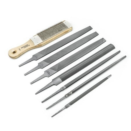 NICHOLSON Machinist File Set with Cleaner, 8 piece