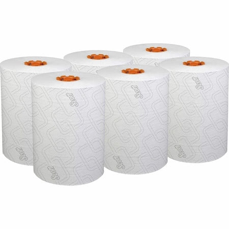 SCOTT Pro Slimroll Hard Roll Towels for Orange Core Dispensers, White, 580'/Roll, 6PK