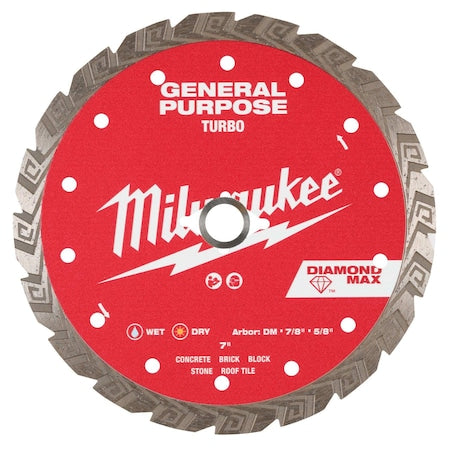 MILWAUKEE TOOL 7" DIAMOND MAX Turbo, General Purpose Diamond Blade