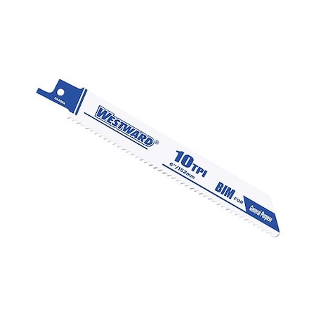 WESTWARD 6 in x 10 TPI, Reciprocating Saw Blade, 5 PK