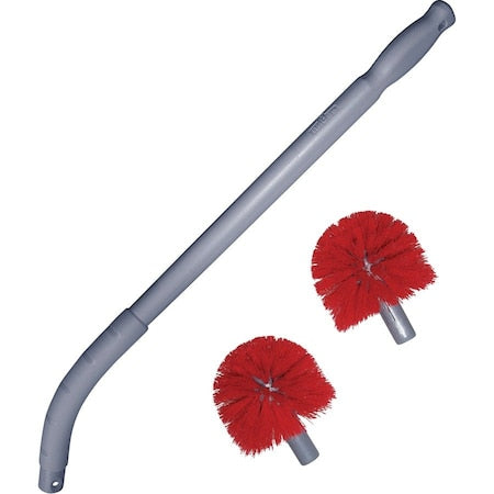 UNGER 9.1 in W Toilet Brush, 22 1/2 in L Handle, 3 1/2 in L Brush, Red, Plastic, 26 in L Overall