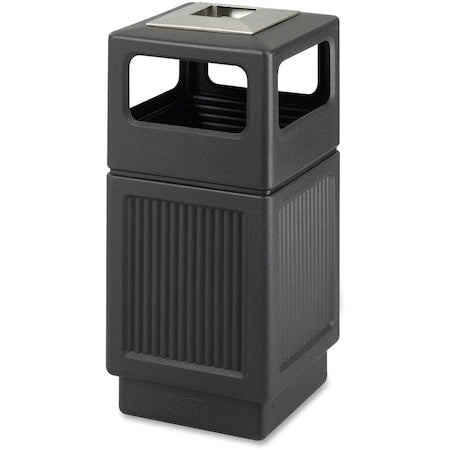 SAFCO Canmeleon 38 gal Square Outdoor Can, Black, None, Plastic, 18 1/4 in
