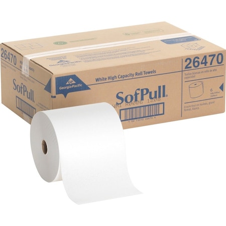 GEORGIA-PACIFIC Sofpull Hardwound Paper Towels, 1 Ply, Continuous Roll Sheets, 1000 ft, White, 6 PK