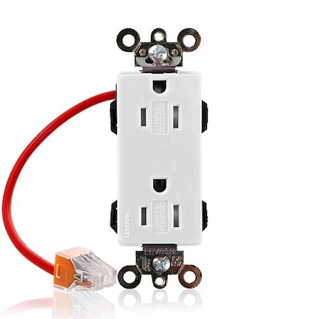LEVITON PlugsandReceptacles, 15A, 125VAC, Wht, Nylon
