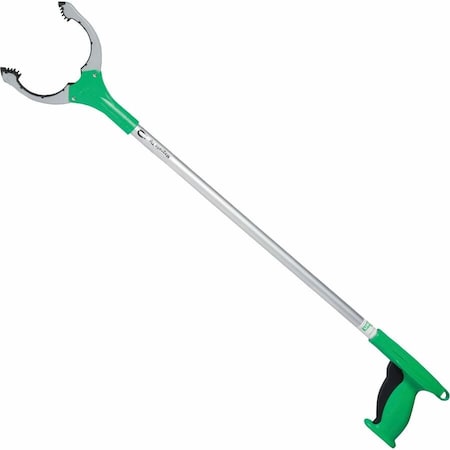 UNGER Trash Grabber, Trigger Handle, 32 3/4 in L, 3 3/4 in Grabber Opening, Aluminum, Green