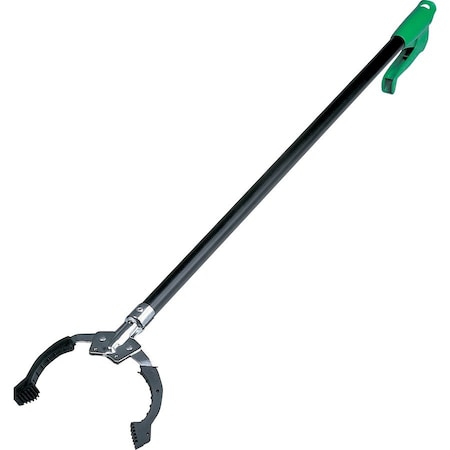 UNGER Trash Grabber, Squeeze Handle, 20 1/2 in L, 4 1/4 in Grabber Opening, Steel, Green