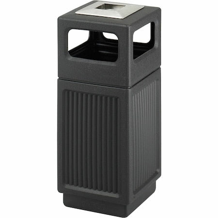 SAFCO Canmeleon 15 gal Square Outdoor Can, Black, None, Plastic, 13 3/4 in