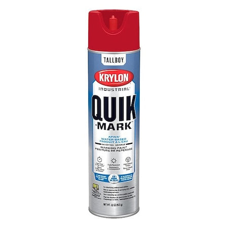 KRYLON INDUSTRIAL Inverted Marking Paint, 22 oz., Brilliant Red, Water -Based