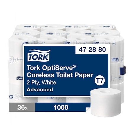 TORK Coreless, 2 Ply, 1,000 Sheets, White, 36 PK