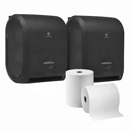 GEORGIA-PACIFIC EnMotion Paper Towel Dispenser & Roll Bundle, 2 Dispensers + 1 Roll (6 Pack, White)