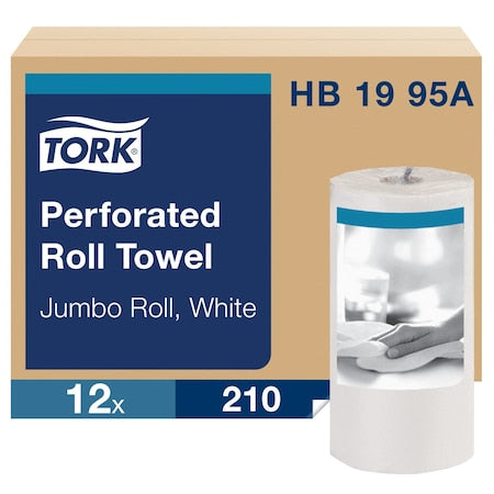 TORK Perforated Roll Paper Towel Roll, 2 Ply, 210 Sheets, 151 ft, White, 12 PK