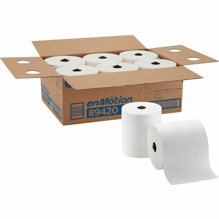 GEORGIA-PACIFIC enMotion Hardwound Paper Towels, 1 Ply, Continuous Roll Sheets, 700 ft, White, 6 PK