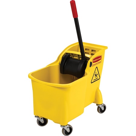 RUBBERMAID COMMERCIAL Mop Bucket and Wringer with Reverse Press, 7 3/4 gal gal Capacity, Yellow