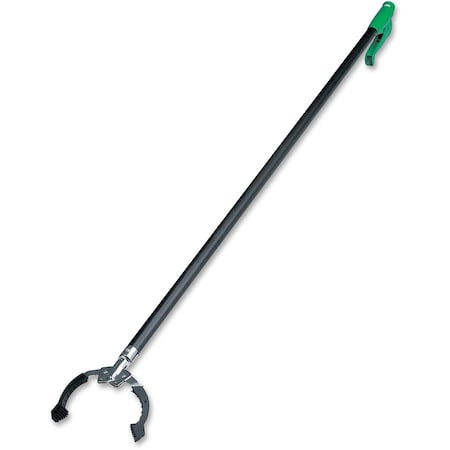 UNGER Trash Grabber, Squeeze Handle, 51 in L, 4 1/4 in Grabber Opening, Steel, Green