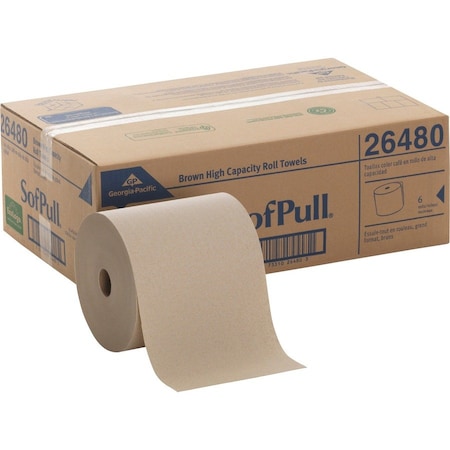 GEORGIA-PACIFIC Sofpull Hardwound Paper Towels, 1 Ply, Continuous Roll Sheets, 1000 ft, Brown, 6 PK