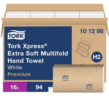 TORK Multifold Paper Towel Sheets, 2 Ply, 94 Sheets, White, 16 PK