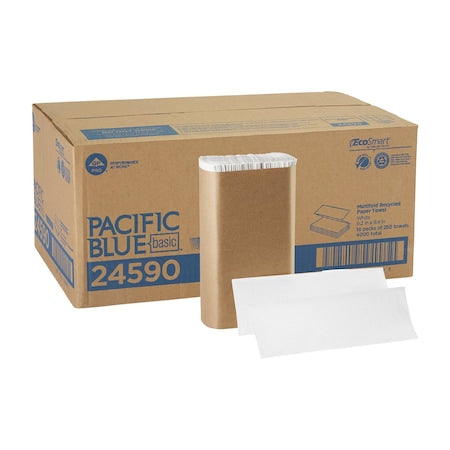 GEORGIA-PACIFIC Pacific Blue Basic Multifold Paper Towels, 1 Ply, 250 Sheets, White, 16 PK