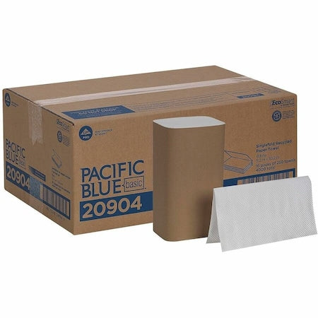 GEORGIA-PACIFIC Pacific Blue Basic Single Fold Paper Towels, 1 Ply, 250 Sheets, White, 16 PK