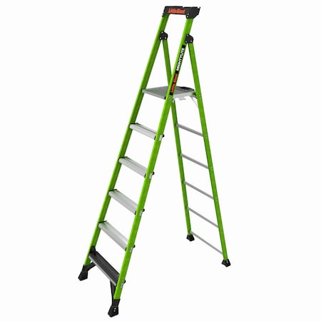 LITTLE GIANT LADDERS 8 ft Fiberglass Platform Stepladder, 375 lb Capacity