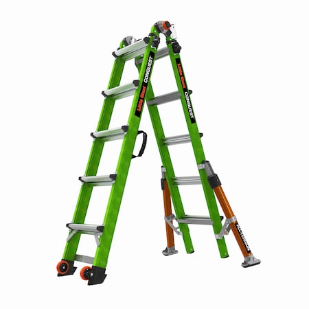 LITTLE GIANT LADDERS All-Terrain Fiberglass Articulated Ladder, 186 in, Fiberglass, 300 lb Load Capacity