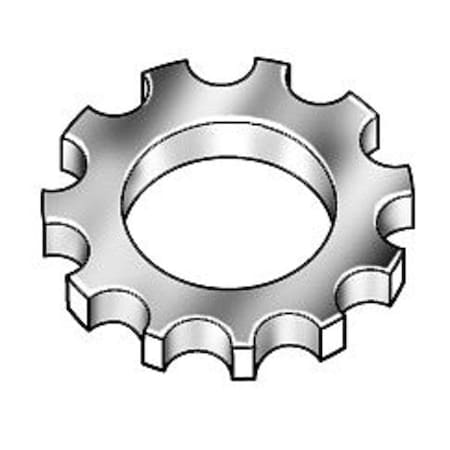 N/A External Tooth Lock Washer, For Screw Size #10 Spring Steel, Zinc Plated Finish, 100 PK