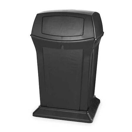 RUBBERMAID COMMERCIAL Ranger(R) 45 gal Square Outdoor Can, Black, None, Plastic, 24 7/8 in