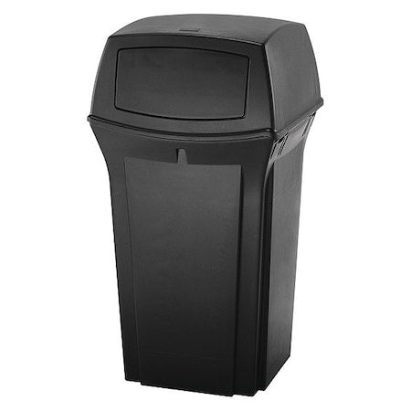 RUBBERMAID COMMERCIAL Ranger(R) 35 gal Square Outdoor Can, Black, None, Plastic, 21 1/2 in