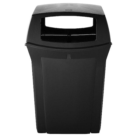 RUBBERMAID COMMERCIAL Ranger(R) 45 gal Square Outdoor Can, Black, None, Plastic, 24 7/8 in