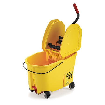 RUBBERMAID COMMERCIAL 11 gal WaveBrake Down Press Mop Bucket and Wringer, Yellow, Polypropylene