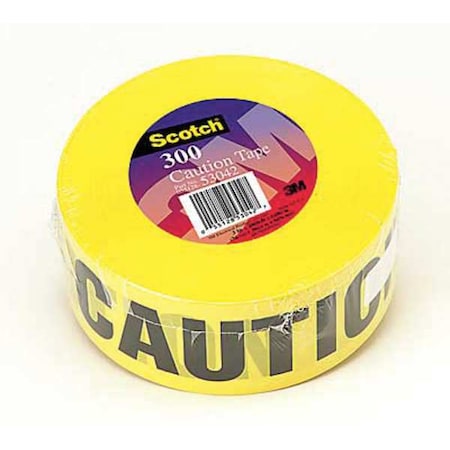 N/A Barricade Tape, Polyethylene, No Pattern, Yellow, 3 in W., 300 ft. L., 2 mil Thickness, 16 PK