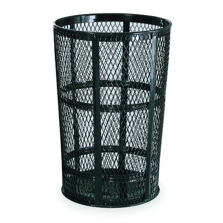 RUBBERMAID COMMERCIAL Street Basket 45 gal Round Outdoor Can, Black, None, Steel, Not Applicable