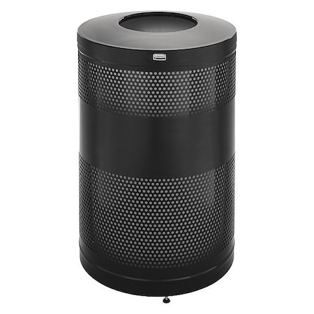 RUBBERMAID COMMERCIAL Classics 51 gal Round Outdoor Can, Black, None, Steel, Not Applicable