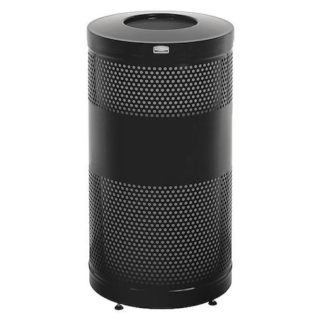 RUBBERMAID COMMERCIAL Classics 25 gal Round Outdoor Can, Black, None, Steel, Not Applicable