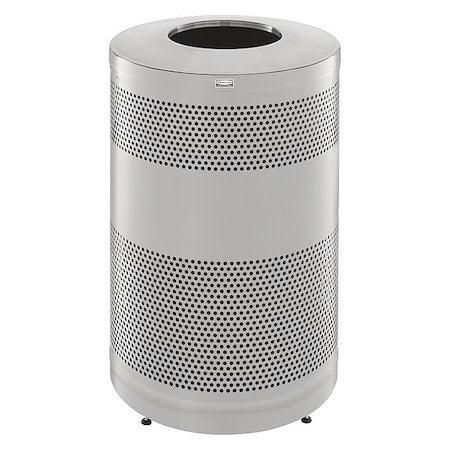 RUBBERMAID COMMERCIAL Classics 51 gal Round Outdoor Can, Stainless Steel, None, Stainless Steel, Not Applicable