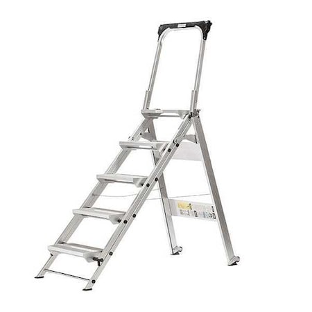 XTEND + CLIMB Folding Step, 5 Steps, 375 lb Load Capacity, 66 3/4 in Overall Height, Aluminum, Silver