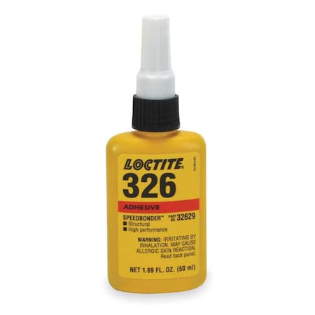 LOCTITE Acrylic Adhesive, 326 Series, Amber, 1.69 fl oz, Bottle, No Mix Mix Ratio, 1 min Functional Cure