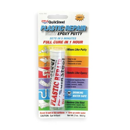 BLUE MAGIC Putty, 2 oz Container Size, Tube, Quicksteel, White