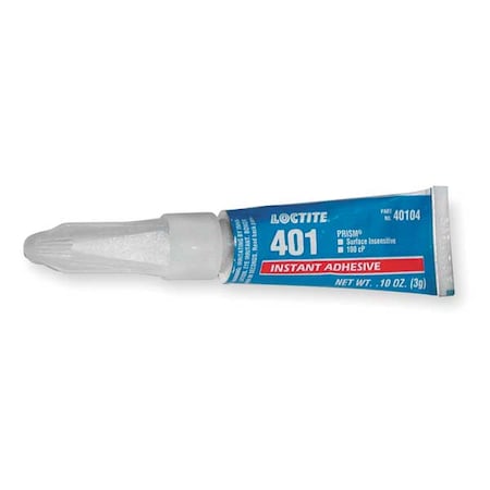 LOCTITE Instant Adhesive, 401 Series, Clear, 0.1 oz, Tube
