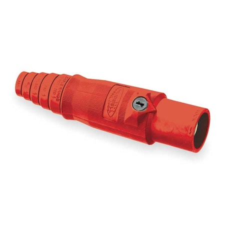 HUBBELL WIRING DEVICE-KELLEMS Single Pole Inline, 400 A, Male, Red
