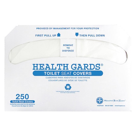 HOSPECO Toilet Seat Cover, Health Gards, 1/2 Folded, 2500 PK