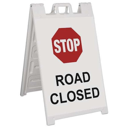N/A Barricade Sign, Plastic, Engineer, 45 in Height, 3 in Length, 18 lb, White